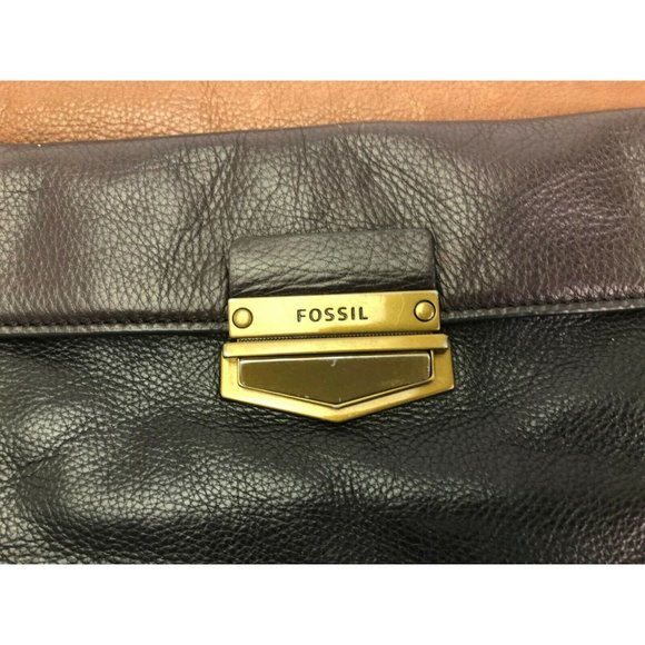 Fossil Leather Purse Shoulder Hand Bag Brown Large - Picture 2 of 7